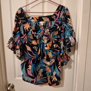 Terra & Sky Floral Blouse 1X